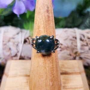 Moss Agate Crystal Statement Ring #2G